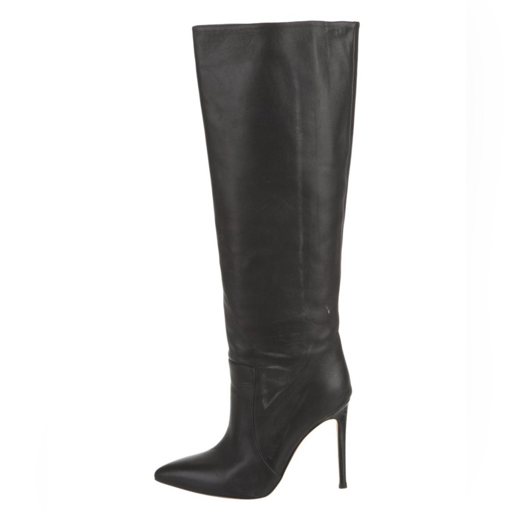 Paris Texas Black Leather Heeled Boots